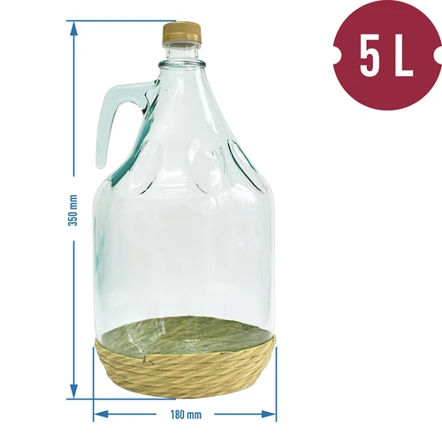 Damigeană Dama 5L în împletitură, cu capac - 3