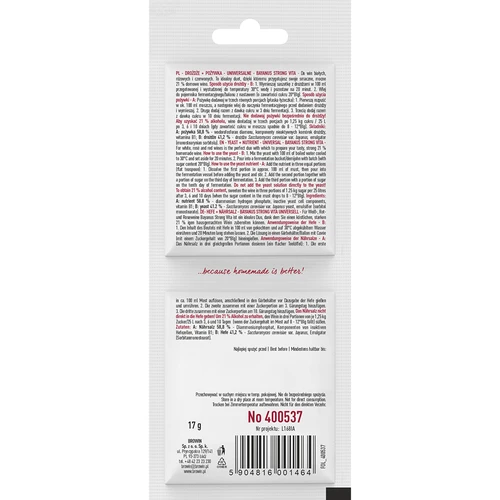 Drojdie Bayanus + nutrienți - Universal - 21%, 17 g - 2