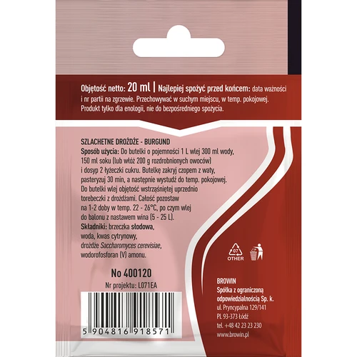 Drojdie de vin Burgund, 20 ml - 2