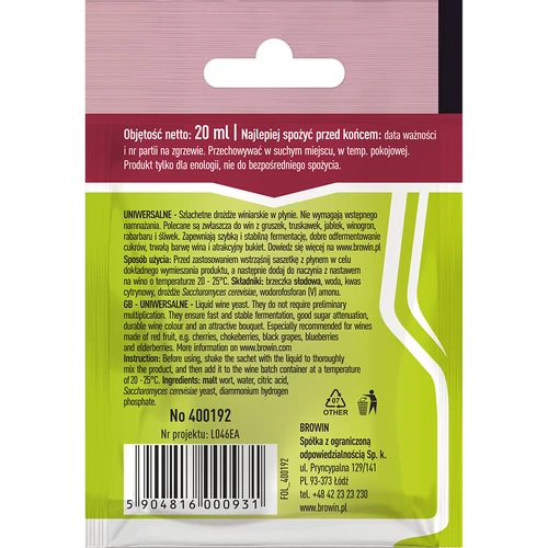 Drojdie de vin Universală fără înmulțire, 20 ml - 2