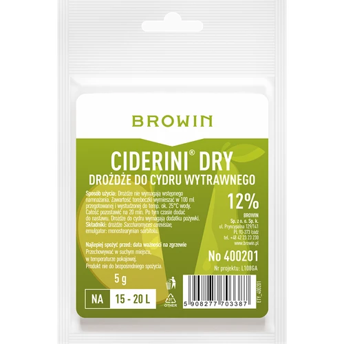Drojdie pentru cidru Ciderini Dry, 5 g  - 1 