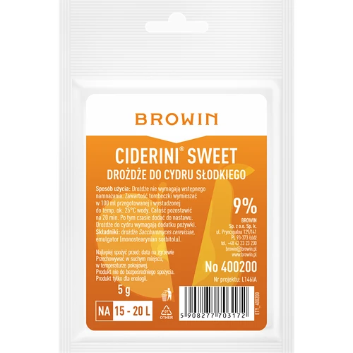 Drojdie pentru cidru Ciderini Sweet, 5 g