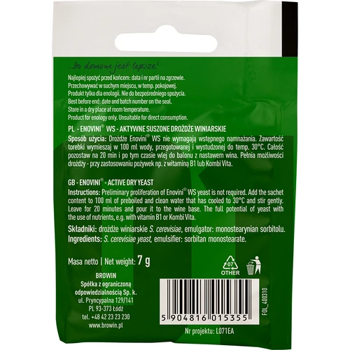 Drojdie pentru vinificație Enovini® WS, 7 g - 2