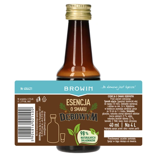 Esență cu gust de stejar, cu aromă și extract naturale - 40 ml, pentru 4 L - 6