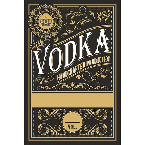 Etichete autoadezive 60x90 mm pentru sticle, vodcă, negre, 20 buc.