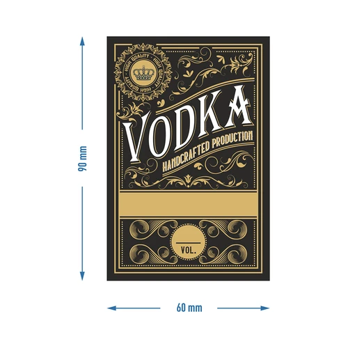 Etichete autoadezive 60x90 mm pentru sticle, vodcă, negre, 20 buc. - 4