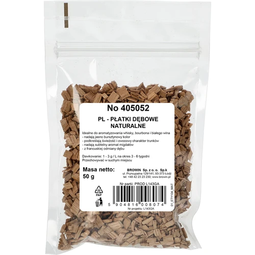 Fulgii de stejar naturali pentru aromatizarea alcoolurilor (whisky, vin alb), 50 g - 2