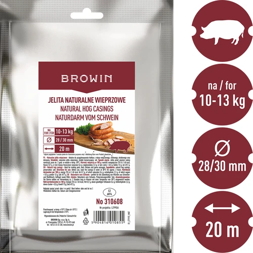 Intestine de porc 28/30 mm și de oaie 18/20 mm - set - 10