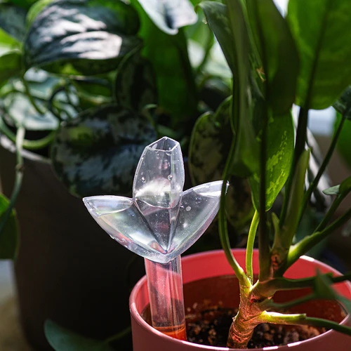 Irigator pentru plante – frunză transparentă cu picior ceramic, 120 ml - 10