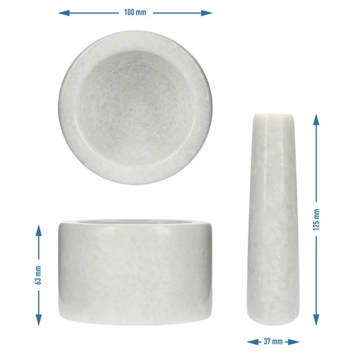 Mojar de bucătărie din marmură, alb, fi 10 cm - 10