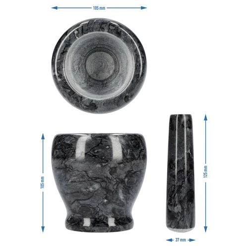 Mojar de bucătărie din marmură, negru, fi 10,5 cm - 10