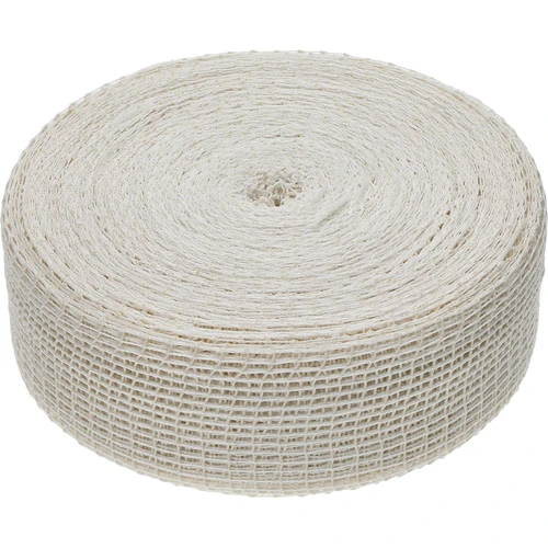 Plasă pentru mezeluri albă cu dimensiuni de 12,5 cm x 50 m, cu rezistență termică până la 220°C
