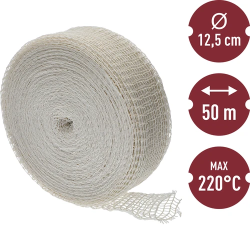 Plasă pentru mezeluri albă cu dimensiuni de 12,5 cm x 50 m, cu rezistență termică până la 220°C - 3