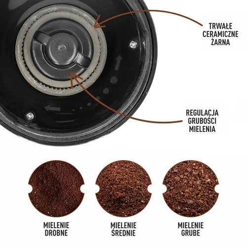 Râșniță de cafea - electrică, cu pietre, cu infuzor și cană - 11