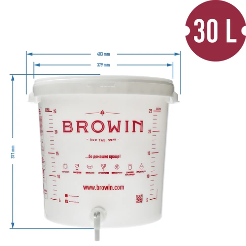 Recipient de fermentare 30 L cu capac, robinet și tub UA - 14