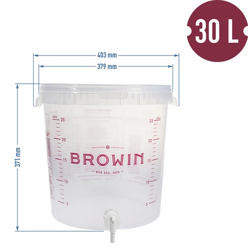 Recipient de fermentare 30L cu imprimare, robinet și 3 tuburi - 5