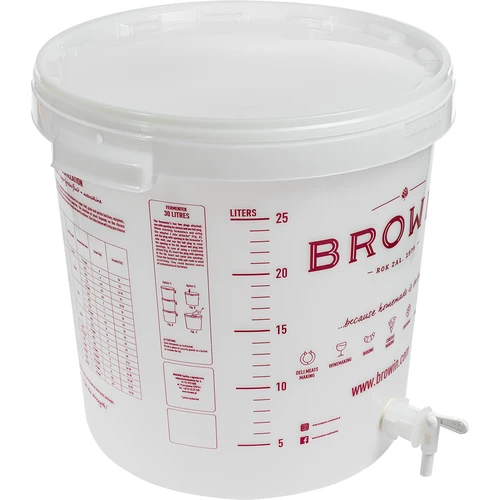 Recipient de fermentare 30L, de culoare albă cu imprimeu, robinet și 2 tuburi - j.EN - 3
