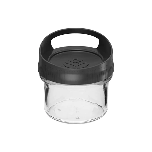 Recipient de sticlă 235 ml, cu capac pentru agățat