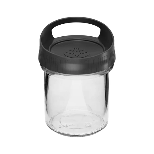 Recipient de sticlă 350 ml, cu capac pentru agățat