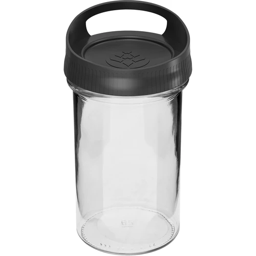 Recipient de sticlă 545 ml, cu capac pentru agățat