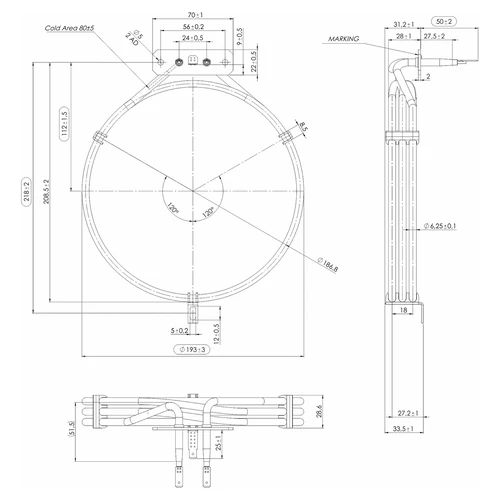 Rezistență pentru afumătoare - 2,7 kW - 4