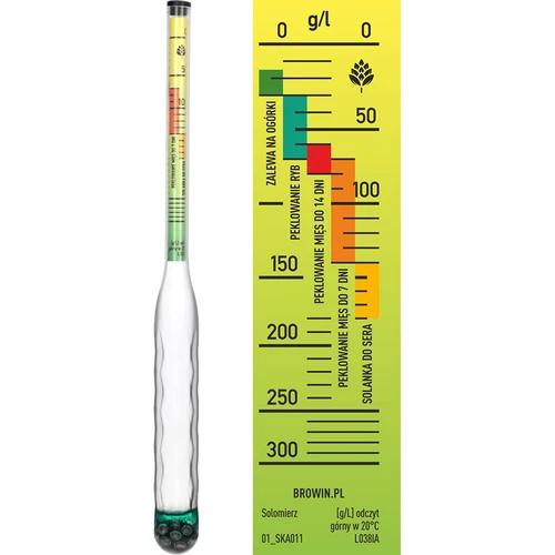Salinometru nespargibil cu eprubetă, domeniu de măsurare: 0-300 g sare/L - 4