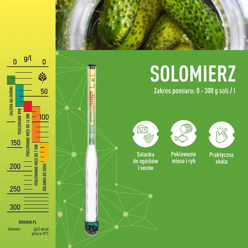 Salinometru nespargibil cu eprubetă, domeniu de măsurare: 0-300 g sare/L - 6