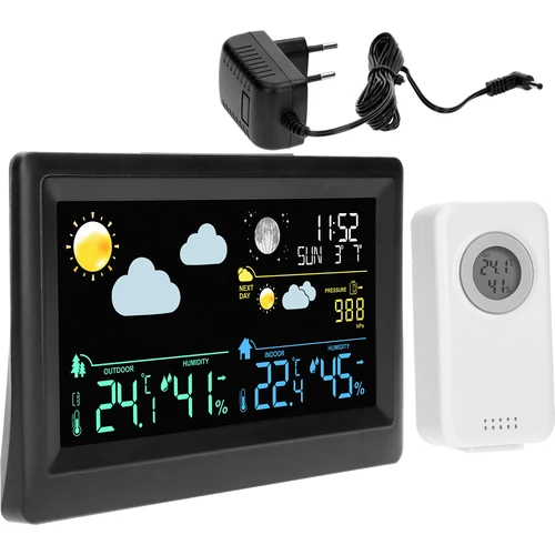 Stație meteo electronică – fără fir, cu senzor, neagră