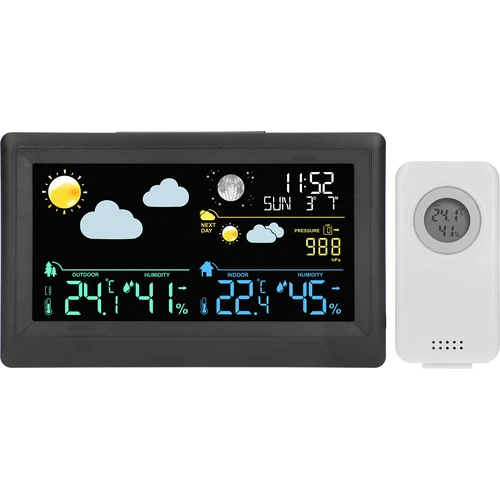 Stație meteo electronică – fără fir, cu senzor, neagră - 2