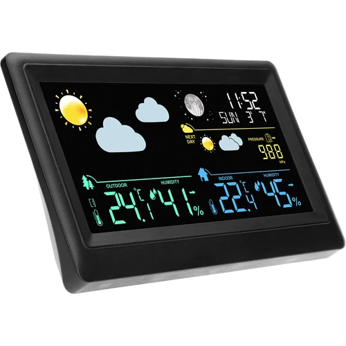 Stație meteo electronică – fără fir, cu senzor, neagră - 3