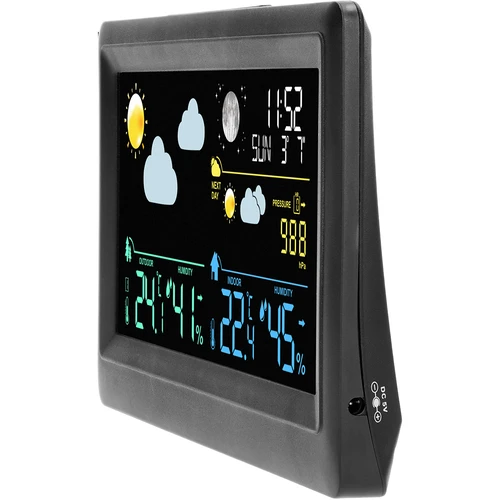 Stație meteo electronică – fără fir, cu senzor, neagră - 4