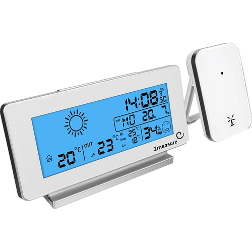Stație meteo RCC, DCF – electronică, fără fir, cu senzor iluminat, albă - 2
