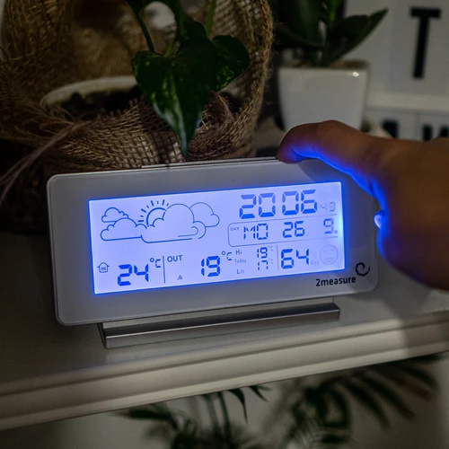 Stație meteo RCC, DCF – electronică, fără fir, cu senzor iluminat, albă - 11