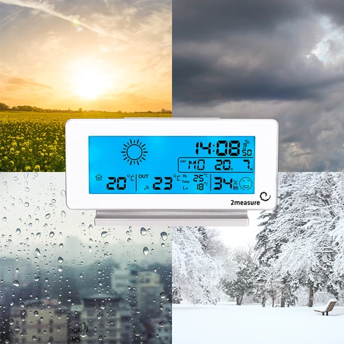 Stație meteo RCC, DCF – electronică, fără fir, cu senzor iluminat, albă - 17