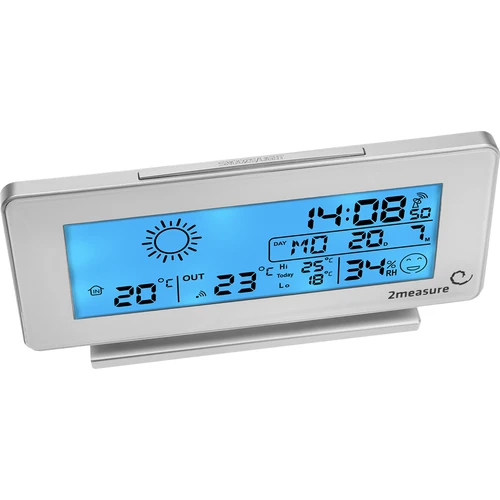 Stație meteo RCC, DCF – electronică, fără fir, cu senzor iluminat, albă - 3