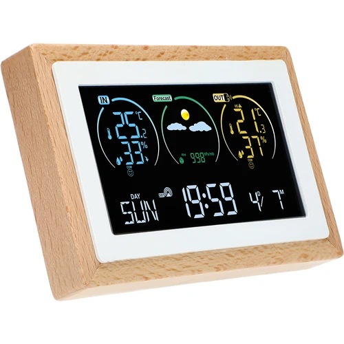 Stație meteo (RCC,DCF) - electronică, fără fir, iluminată, senzor, albă - 3