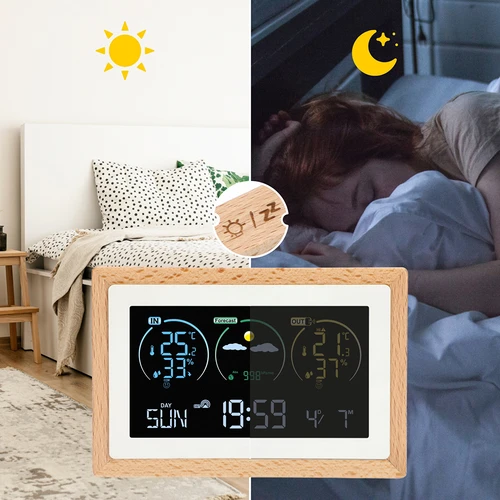 Stație meteo (RCC,DCF) - electronică, fără fir, iluminată, senzor, albă - 13