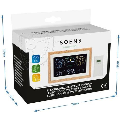 Stație meteo (RCC,DCF) - electronică, fără fir, iluminată, senzor, albă - 15