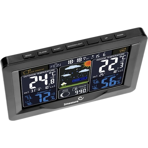 Stație meteo RCC, DCF – electronică, iluminată, fără fir, senzor, neagră - 5