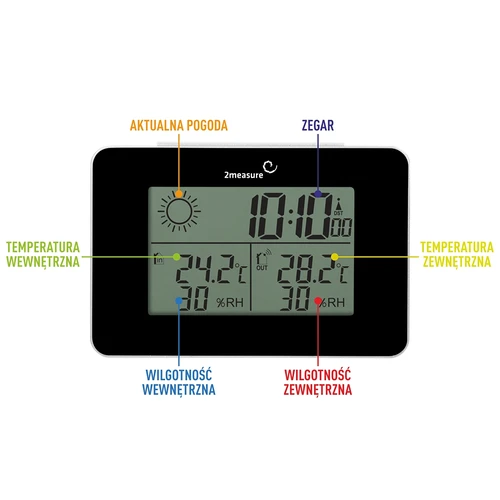Stație meteo RCC – electronică, fără fir, cu senzor iluminat, neagră - 10