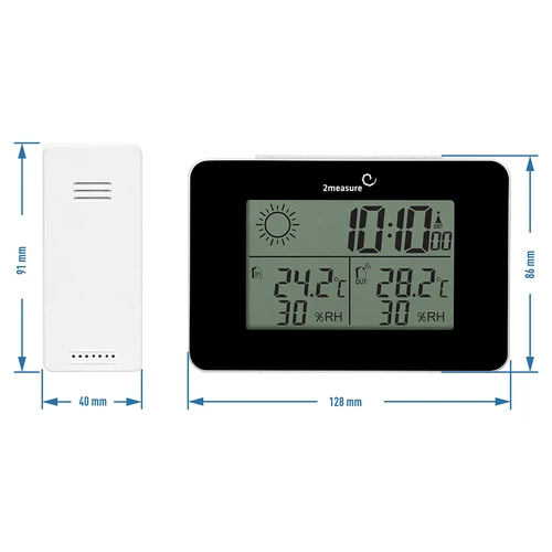 Stație meteo RCC – electronică, fără fir, cu senzor iluminat, neagră - 12