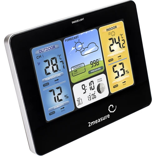 Stație meteo RCC – electronică, iluminată, fără fir, senzor, neagră - 6
