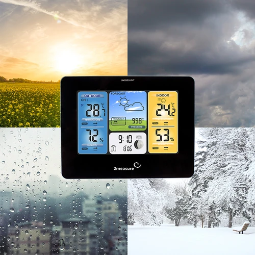 Stație meteo RCC – electronică, iluminată, fără fir, senzor, neagră - 18