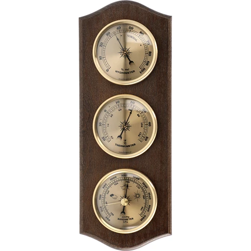 Stație meteo retro - culoare wenge cu cadrane aurii