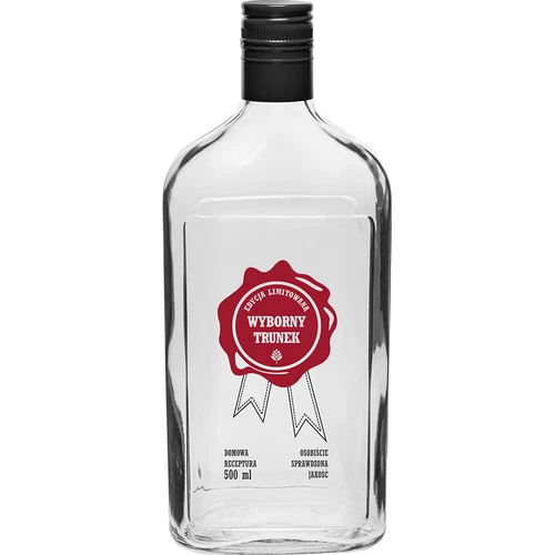 Sticlă 500 ml cu capac cu filet, inscripție „Wyborny Trunek”, 1 bucată.