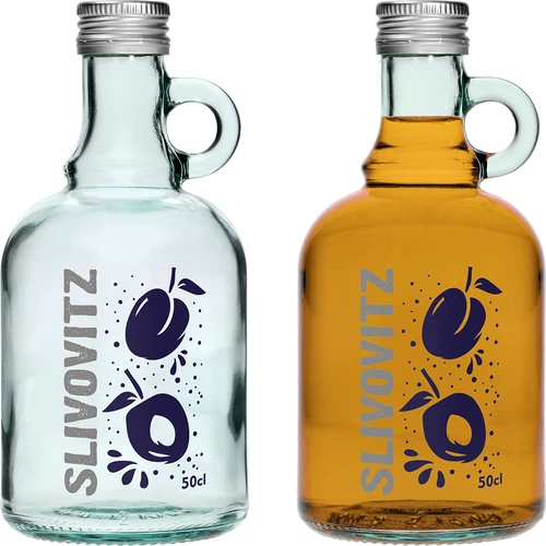 Sticlă 0,5 L cu capac și imprimare în 2 culori Slivovitz - 4 buc. - 4
