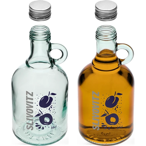 Sticlă 0,5 L cu capac și imprimare în 2 culori Slivovitz - 4 buc. - 5