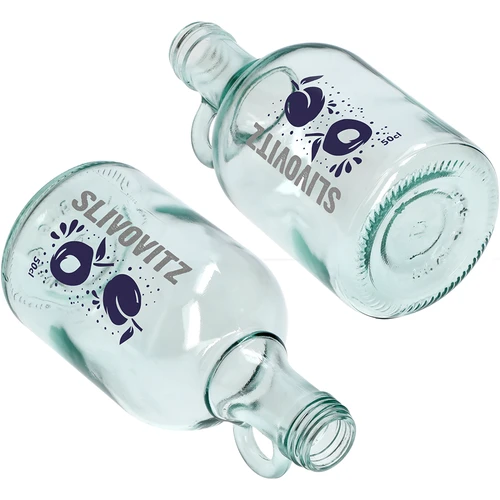 Sticlă 0,5 L cu capac și imprimare în 2 culori Slivovitz - 4 buc. - 6