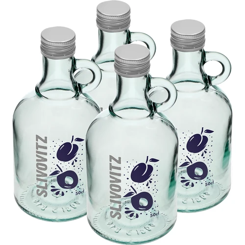 Sticlă 0,5 L cu capac și imprimare în 2 culori Slivovitz - 4 buc. - 2