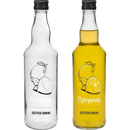Sticlă 500 ml cu capac cu filet, inscripție „Cytrynówka”, 1 bucată